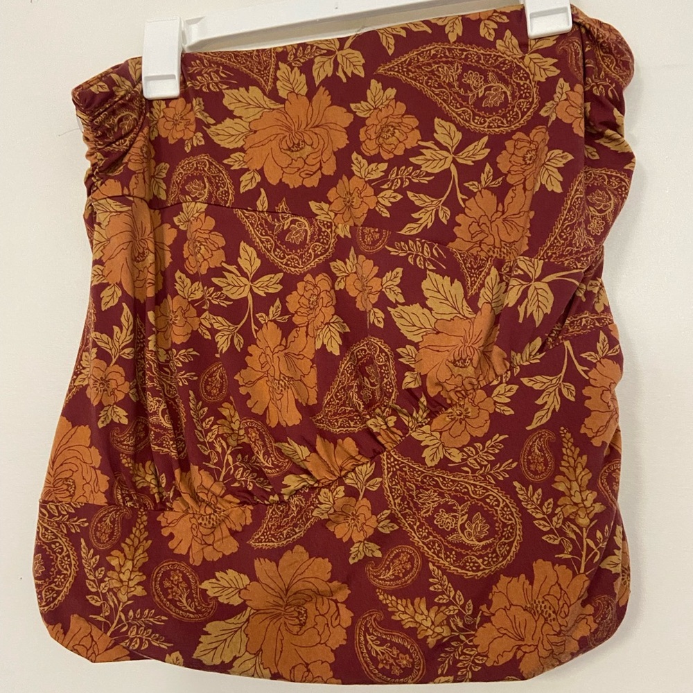 Free People Floral Crop Top in Burgundy and Mustard/ Or Skirt?